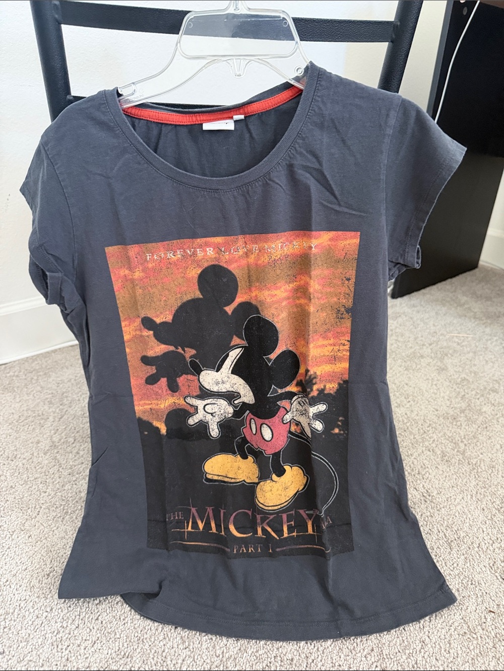 Disney Black Graphic Tee with Red and Yellow Accents